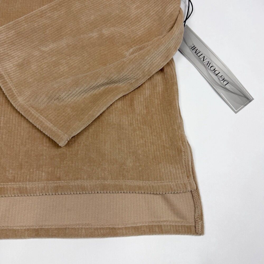 NEW DG2 Diane Gilman Ribbed Cowl Neck Beige Long Sleeve Lounge Top Cozy Large - Picture 6 of 9